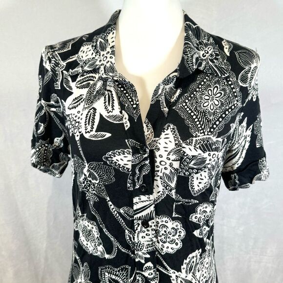 Karen Kane black and white print midi shirt dress size small - Picture 2 of 5